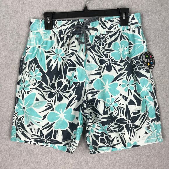 Maui Sons Swim Trunks Shorts Small Hawaiian Pockets Board Volley Walk Beach Bum - Picture 1 of 13